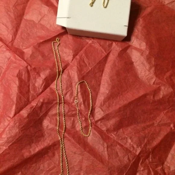 COPY - Beautiful 10KT, 1.7mm Gold Rope Chain Set (Chain, Earrings & Bracelet)- … - Picture 6 of 16